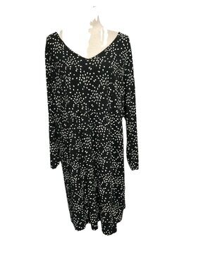 J. Jill Black Shift Dress with White Dot Burst Pattern - Long Sleeve Size Large